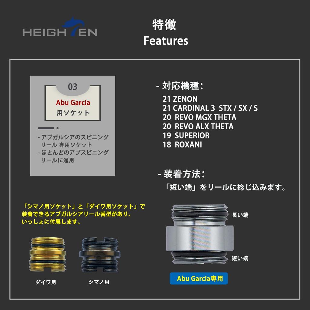 HEIGHTEN 45mm Reel Stand (Improved) Abu Garcia (Abu Garcia) Spinning Reel Custom Balancer Rhinestone (All Black) (647)