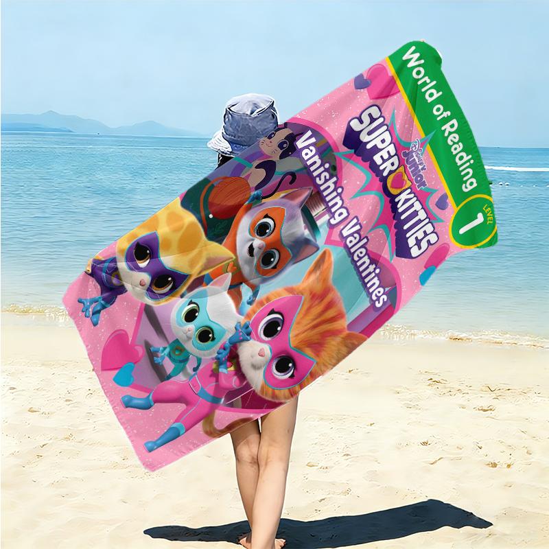 1Pc Cat Adventure Beach Towel Microfiber Beach Towel Thin Absorbent For Beach Swimming Yoga Bath Sports 0917266