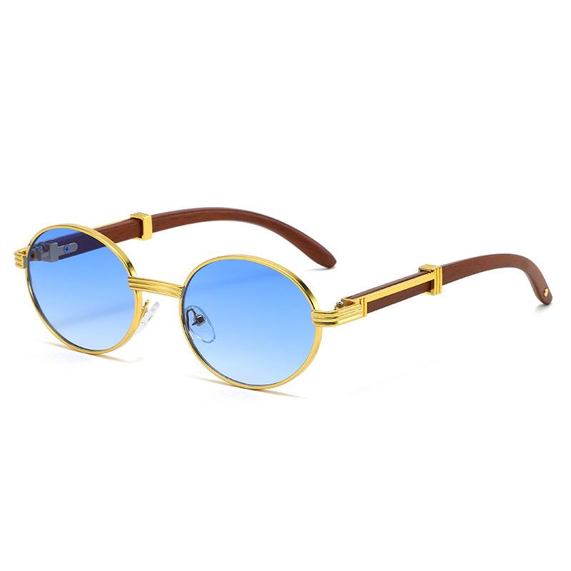 New European and American glasses, sunglasses, UV protection, oval metal frame fashion sunglasses, women's high-end big brands