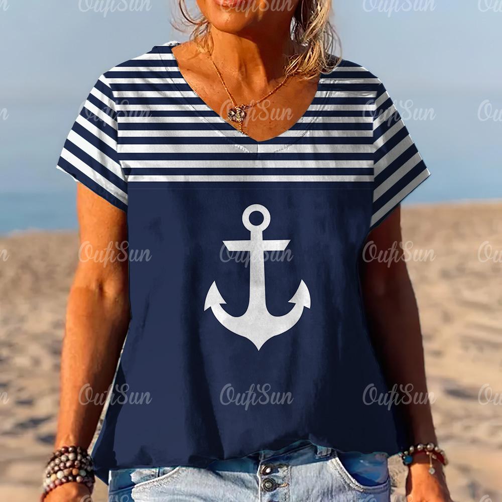 Новый стиль, женская футболка, летняя футболка с 3d принтом, полосатая женская одежда, дизайнерская футболка большого размера с коротким рукавом и v-образным вырезом, модная