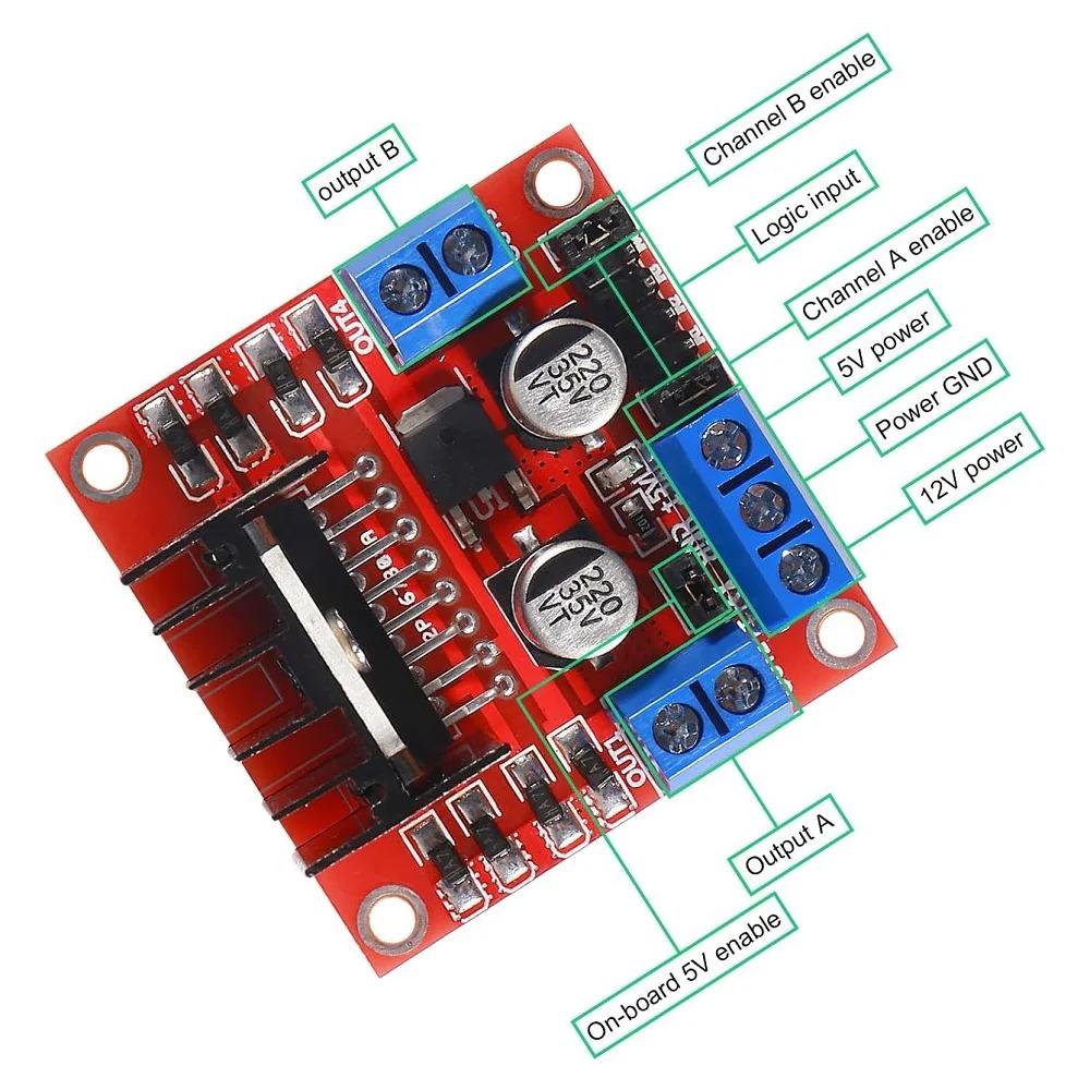 L298N DC Motor Driver Module L298N Stepper Motor Smart Car Robot Breadboard Peltier High Power L298 DC Motor Driver for Arduino