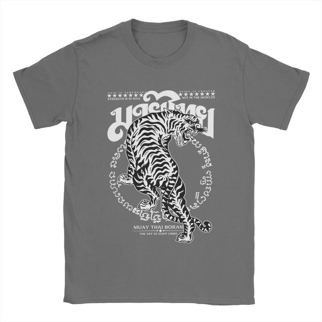 Мужские футболки Muay Thai Sak Yant Tiger Unique 100% Хлопковая футболка с коротким рукавом Боксерские футболки с круглым вырезом Одежда Лето