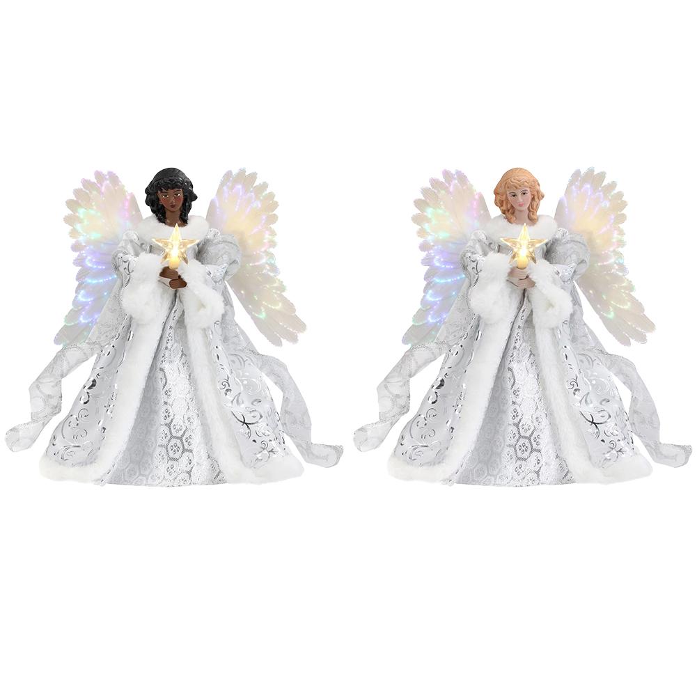 Рождественская елка Топпер Светящийся Ангел Рождественская елка Украшение для Рождества Праздник Дом Крылья Ангела Елочный Топпер Орнамент