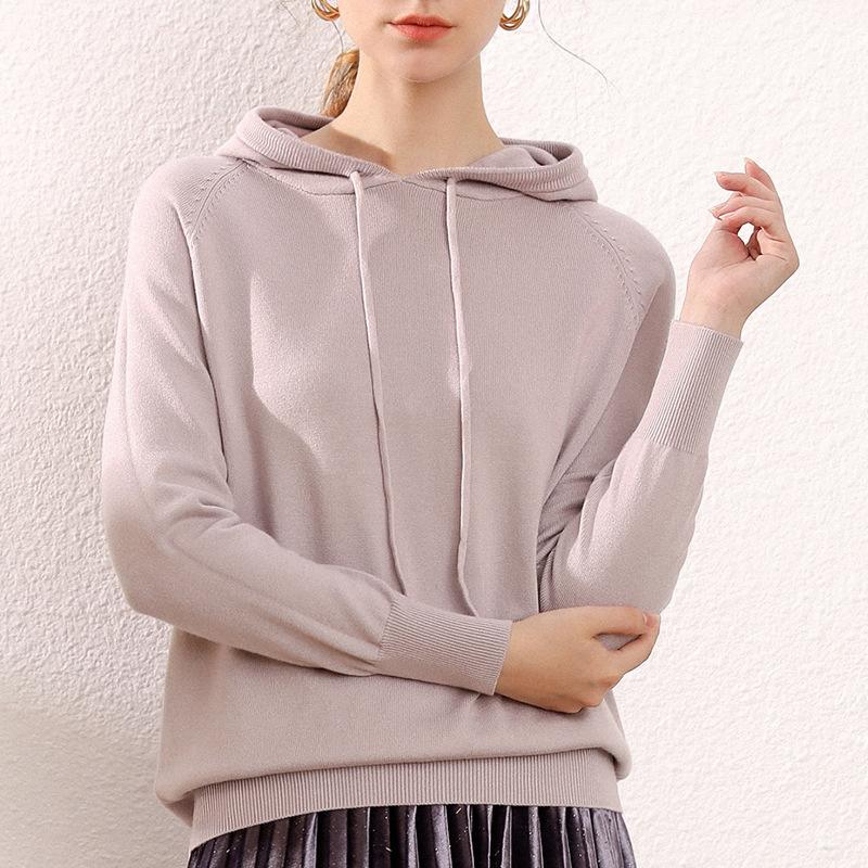 Свитер с капюшоном, женский шерстяной вязаный свитер, офисная женская корейская модная элегантная повседневная зимняя одежда большого размера