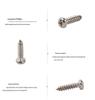 304 Stainless Steel Phillips Pan Head Sharp Tail Self-Tapping Screws - Small Head, Sizes M1.2, M1.4, M2.3, M2.6, M3