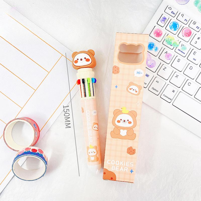 Мультяшная 10-цветная шариковая ручка для написания студенческих экзаменационных принадлежностей Моделирование в соответствии с многоцветной ручкой