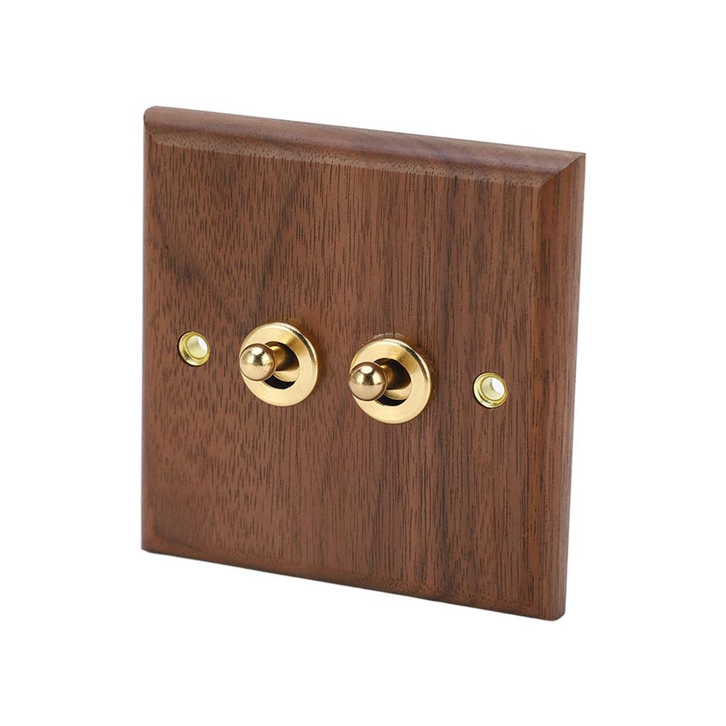 Двойной тумблерный переключатель ретро настенная панель из орехового дерева с латунным винтом 50 Гц 250 В