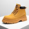 Мужские высокие ботинки Мартина из желтой кожи на осень/зиму 2025 - Повседневная уличная обувь для работы с увеличением роста