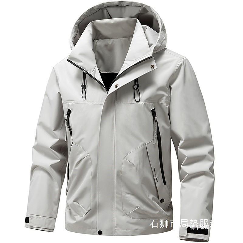 Mens Hooded Oversized Casual Jacket Lightweight Workwear Style Short Cut Fall Outerwear