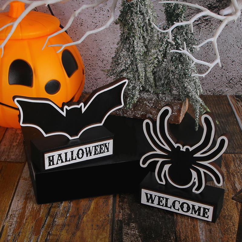 Halloween Spider Bat Wooden Plaque Christmas Ornament Ghost Festival Ghost Party Decoration