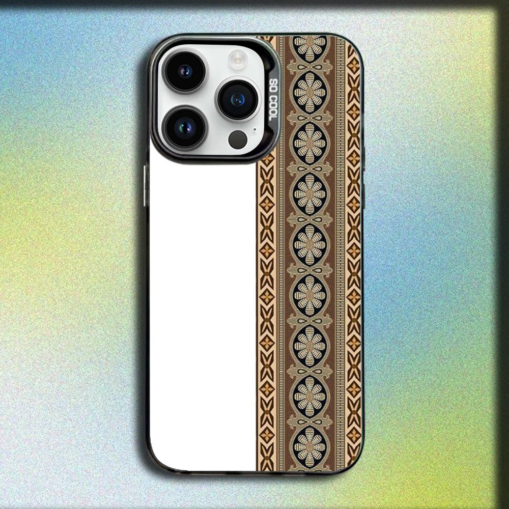 Украина Аравия Египет Декоративный узор Чехол для телефона Для iPhone 16,15,14,13,12,11,Mini,Pro,E,MAX Серый Матовый Силиконовый Черный Чехол