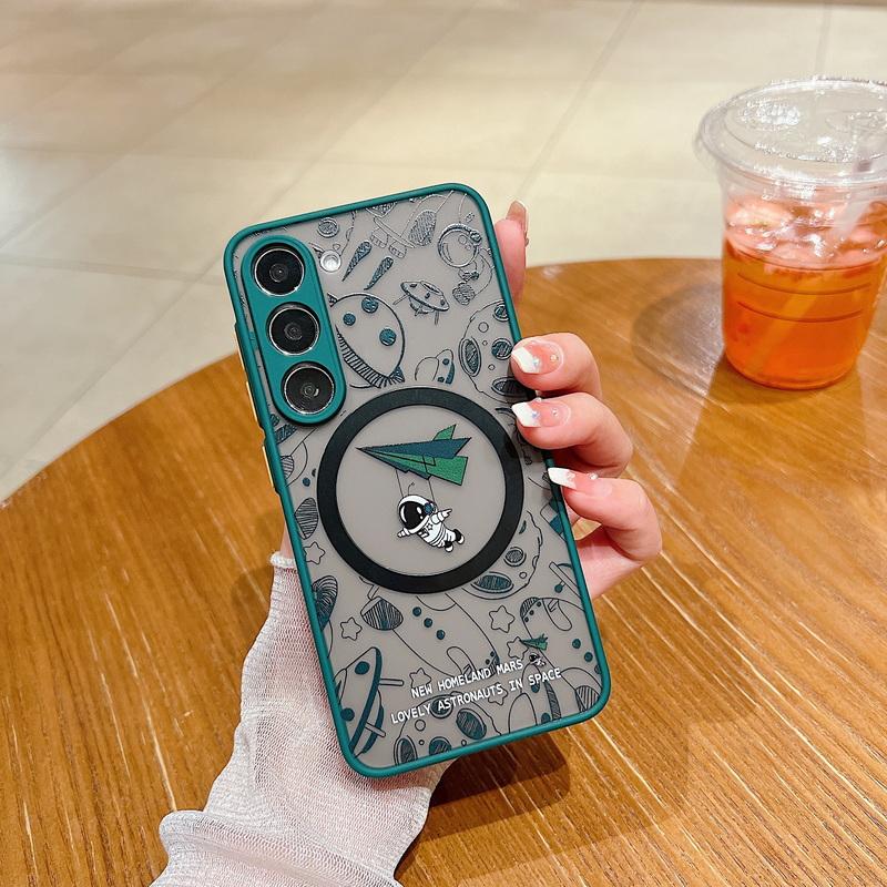 Чехол для телефона с изображением астронавта из мультфильма для Samsung S24 S23 + S22 Ultra S21FE iPhone 15 14 Pro Max 13 12 11 8 7 противоударный магнитный чехол