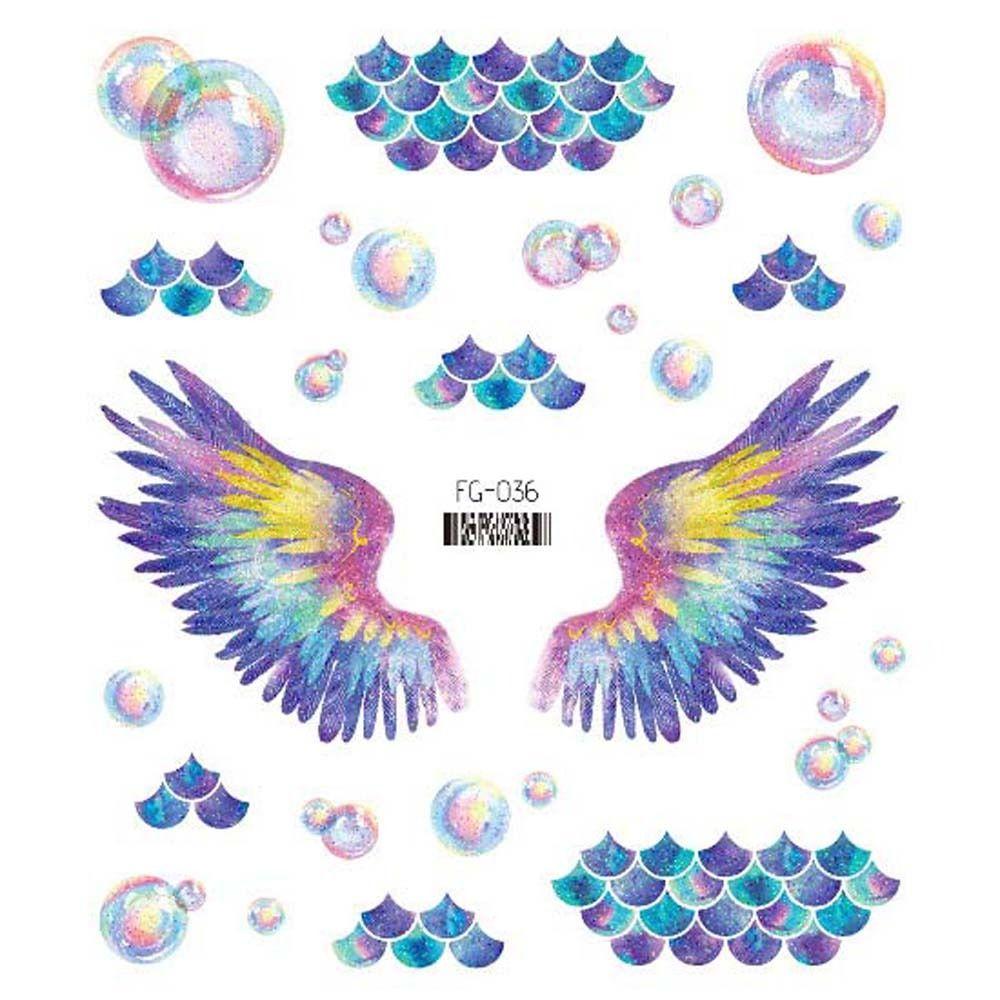 Временные татуировки Лунное лицо Крылья Поддельная татуировка Наклейки татуировки бабочки Наклейки татуировки цветы