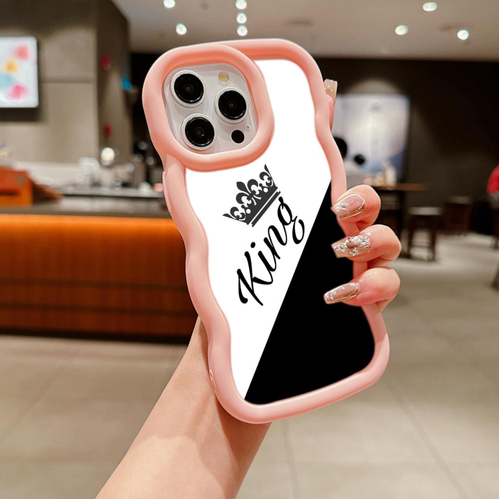 Мягкий чехол для телефона Macaron Big Wave для iPhone 11 12 13 14 15 Samsung A13 A14 A15 A23 A24 A25 A54 A55 Xiaomi Redmi Note 13, чехол A17 Пара Queen King