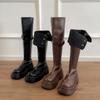 Винтажные женские ботфорты на толстой подошве выше колена, осенне-зимние, на толстом каблуке, рыцарские длинные ботильоны, женские зимние ботинки