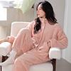 Пижама женская зимняя коралловый флис женский флис утолщенный теплый осенне-зимний женский фланелевый комплект для дома