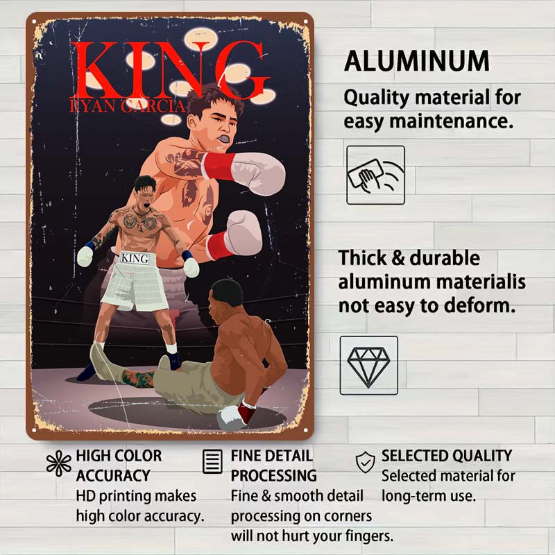 Райан Гарсия Боксер Металлические Знаки Эстетика Декора Комнаты Мужчины Индивидуальный Боксерский Постер Жестяные Таблички для Настенного Искусства Мужской Пещеры Винтажная Металлическая Табличка