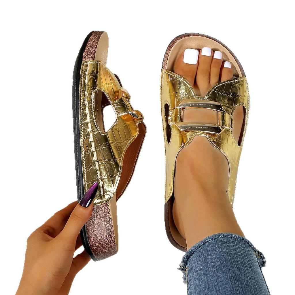 Модные женские шлепанцы Лето 2025 Большой размер Шлепанцы на толстом каблуке Повседневные кожаные уличные сандалии Легкая обувь на платформе Слайды женские