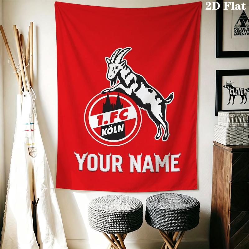 Custom Name FC KÖLN Wall Tapestry Aesthetic Wall Hanging Printed Fabric Blanket Decorative Tapestries for Bedroom Living Room Home Decor
