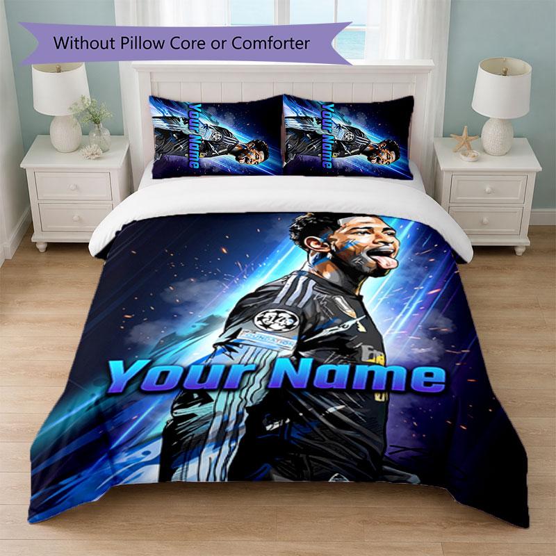 Jude Bellingham Custom Name Text Bedding Set 1 Duvet Cover+2 Pillowcases Soccer Logo Personalized Gift For Special Occasion Bedroom Decor