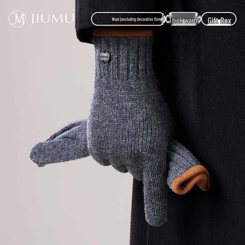 JIUMU Мужские шерстяные зимние перчатки с сенсорным экраном