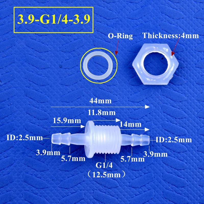 2.4~12.5mm PP Pagoda Direct Connectors G1/4" 12.5mm Hole Water Tank Bulkhead Union Aquarium Tank Air Pump Water Pipe Joints