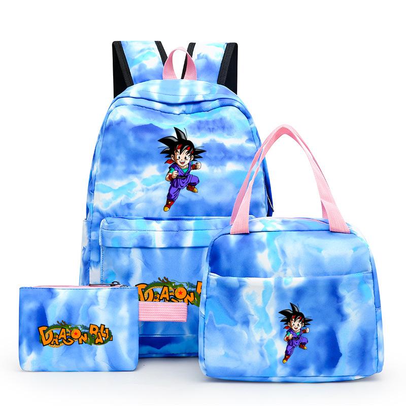 3 шт./компл., разноцветный рюкзак Dragon Ball с сумкой для обеда для женщин, студенческий рюкзак для подростков, повседневные школьные сумки, наборы
