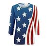 Women's Fashion Casual Round Neck 3/4 Sleeve Loose Independence Day Printed T-Shirt Ladies Top