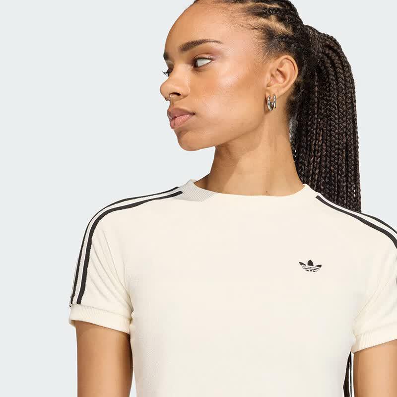 adidas Женская полосатая футболка с коротким рукавом