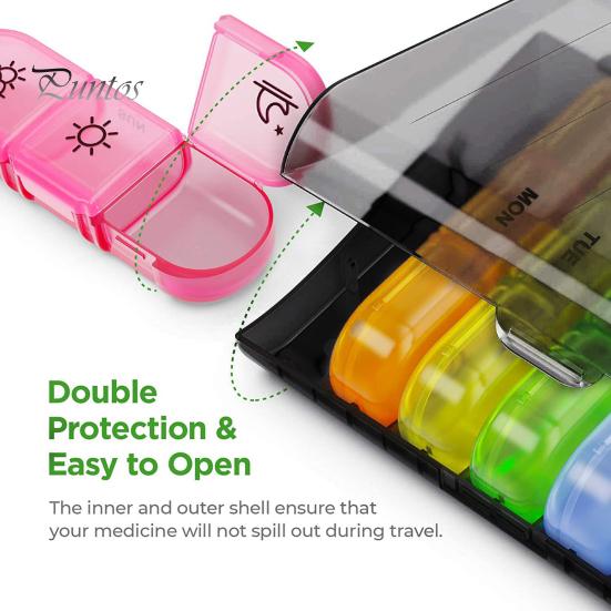 Разделенная аптечка, органайзер для таблеток на 7 дней, большая вместимость, несколько отделений, еженедельный контейнер для таблеток без содержания бисфенола-А