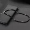 Новое натуральное stone necklace Мужчины 19 дюймов Короткий чокер Пряжка из нержавеющей стали Квадратные Бусины из тигрового глаза и гаулита Аксессуары для велоспорта