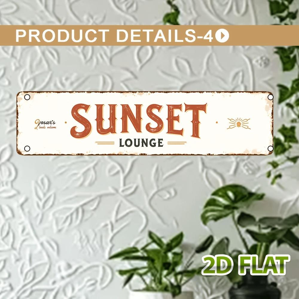 Ретро металлическая настенная табличка 'Sunset Lounge' 15,75x3,94 дюйма Винтажный текстовый декор для домашнего бара