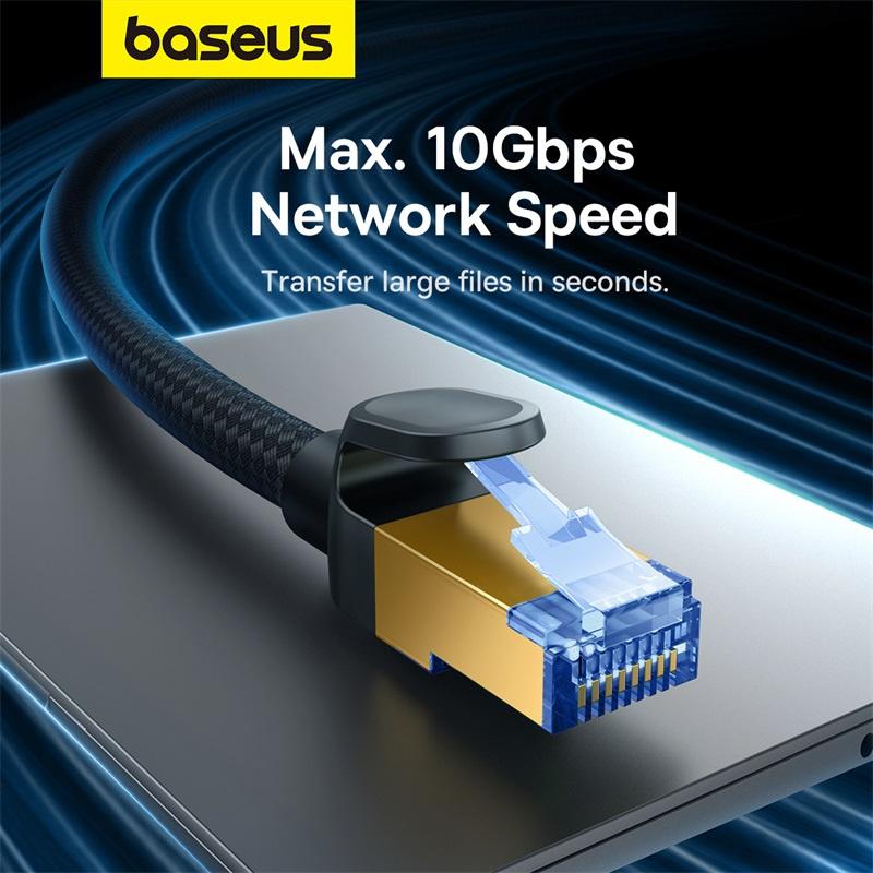 Baseus 8m Cat.7 Ethernet Cable, 10Gbps, Braided Black, High-Performance RJ45 Network Cord