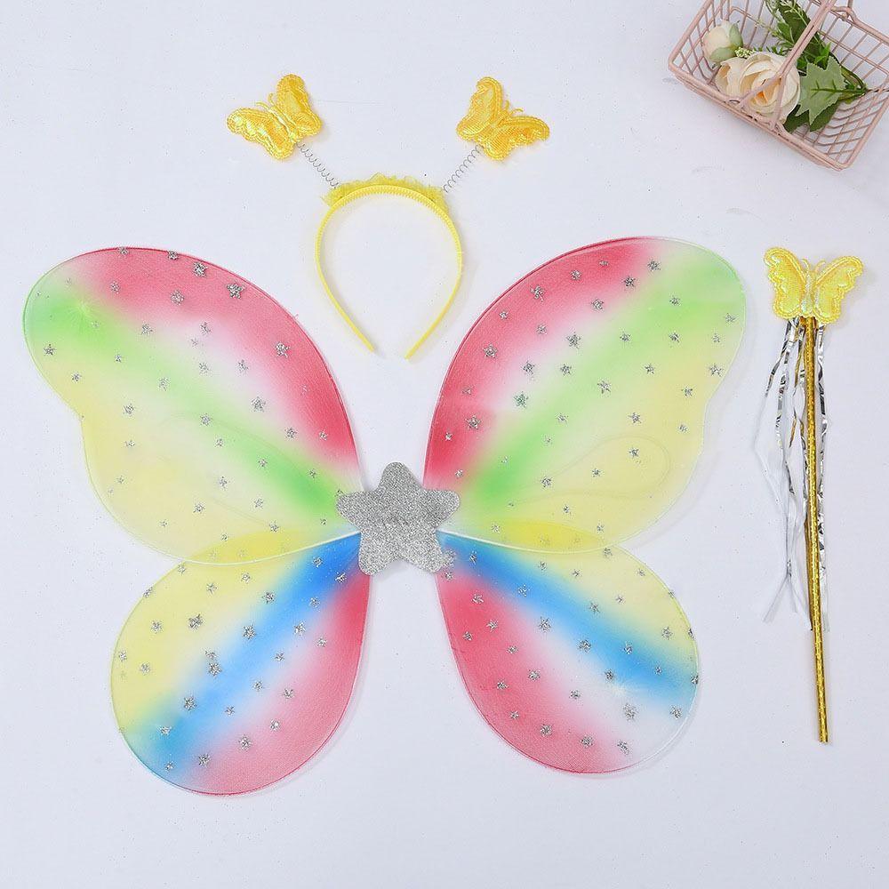 3 шт./компл. Костюм принцессы, нарядные крылья, нарядные крылья бабочки, феи, наборы крыльев феи для девочек и детей