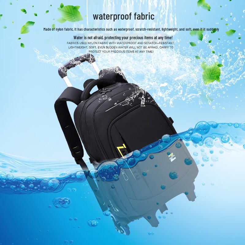 ZIRANYU Detachable Stair-Climbing Rolling School Backpack