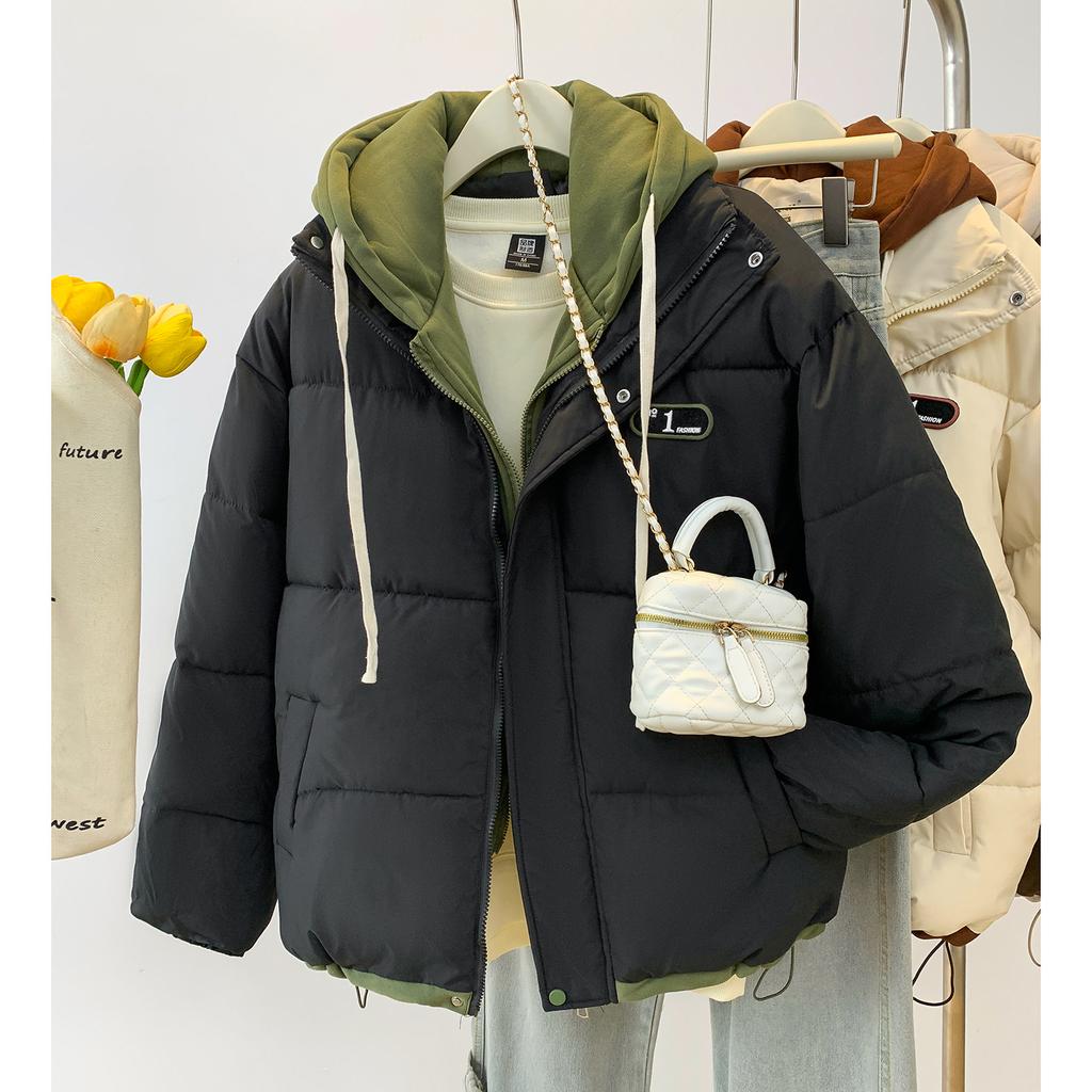 Женская зимняя новинка 2025 года, хлопковая одежда из двух частей, толстая теплая стеганая куртка, женская стеганая куртка с пухом, универсальная студенческая куртка