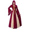 Medieval Court Queen Dress, Hooded Vintage Vampire Zombie Witch Dress Aristocratic Princess Dress