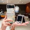 Шарнирный простой стиль маленький цветочный чехол для Samsung Galaxy Z Flip 6 5 4 3 прозрачный жесткий складной чехол для Samsung Z Flip6 Flip5 Flip4