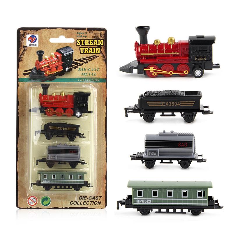 Retro Alloy Pull-Back Toy Train: Freely Assembled English Version for Children