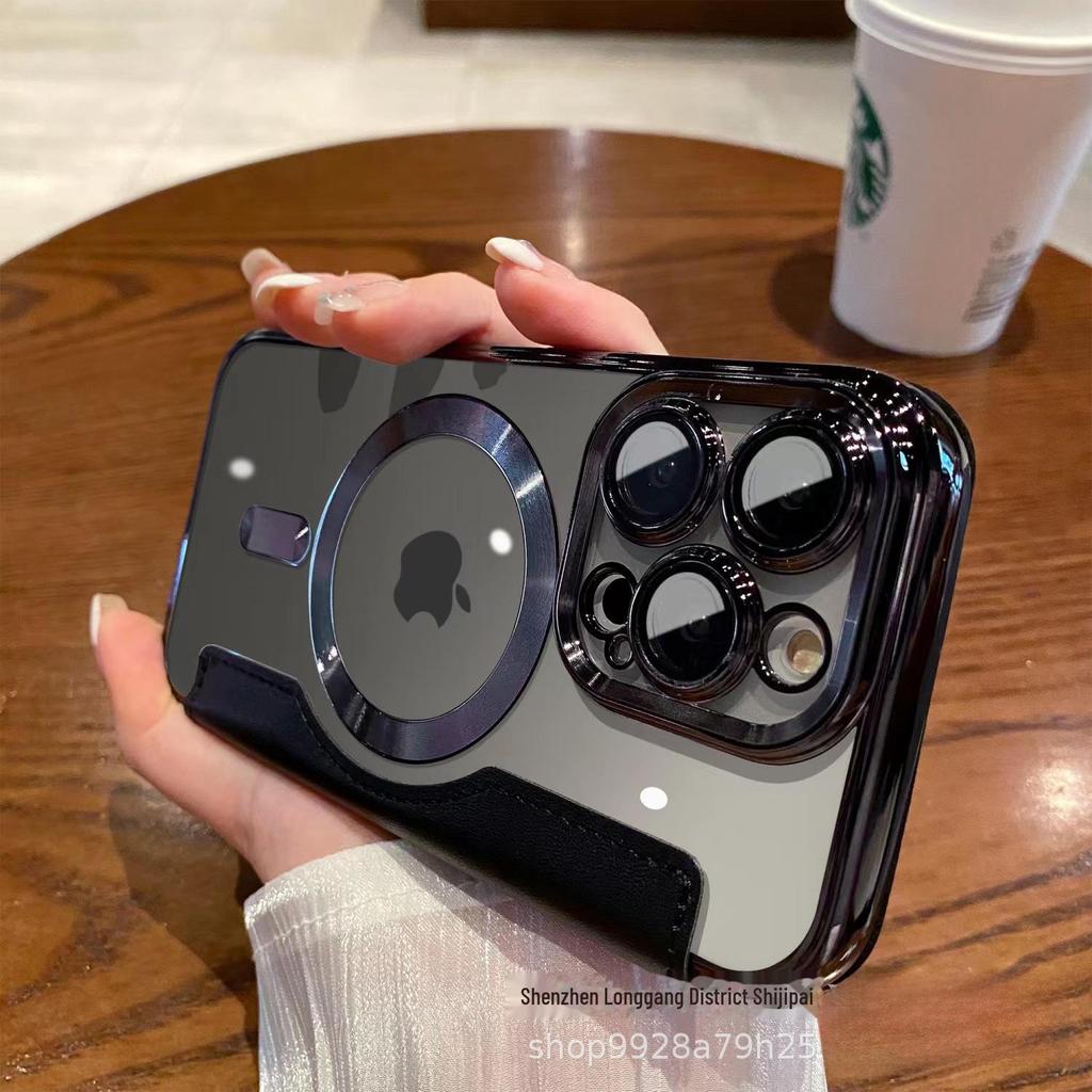 "Кожаный чехол-книжка для iPhone 16 для Apple 15 Pro Max: Магнитная, гальваническая, противопадающая конструкция для SE4"