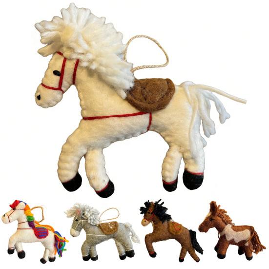 Винтажное ручное войлочное украшение-лошадка, символ Китайского Нового года, шерстяной животный амулет для украшения елки, дома, автомобиля, рюкзака