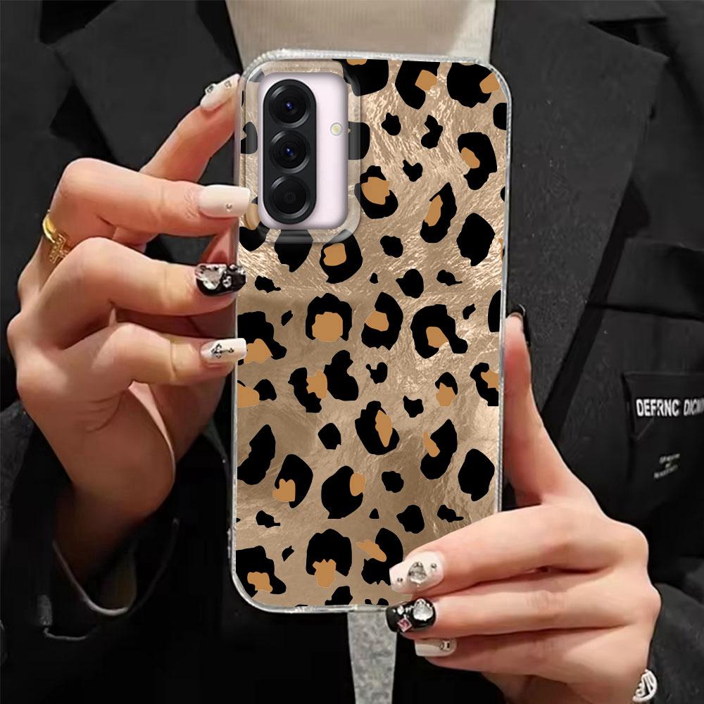 Роскошный чехол для телефона с леопардовым фиолетовым узором для Samsung Galaxy A16 A55 A07 A17 A56 A36 A26 A53 A06 A14 A24 A34 A54 A15 A12