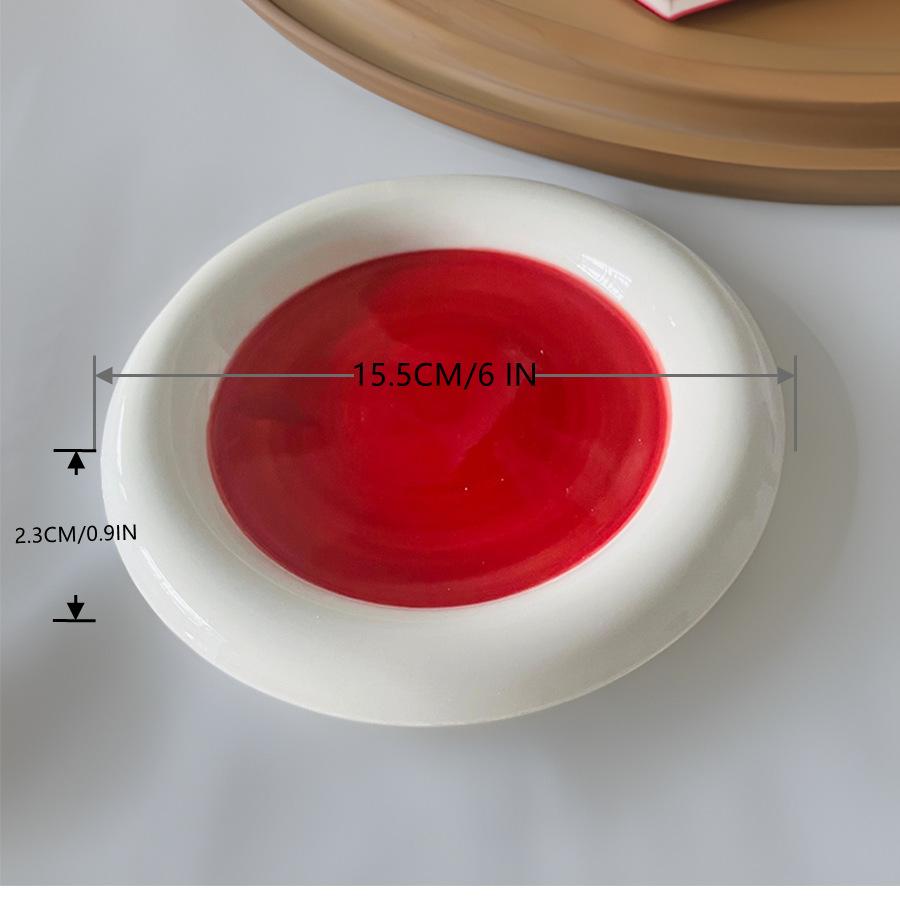 1 шт. 8-дюймовая 6-дюймовая керамическая тарелка, расписанная вручную, бытовая тарелка для десертов, тарелка для торта, простая красно-черная тарелка Dudu.