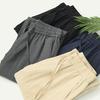 Men Long Pants Adjustable Drawstring Elastic Waist Casual Trousers with Pockets Solid Color Versatile Casual Wear