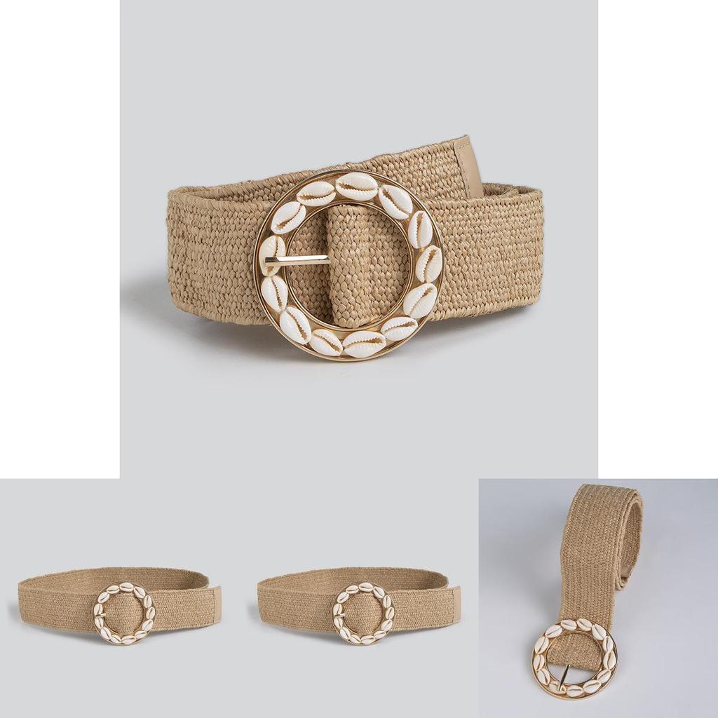 Bohemia Fashion Waist Belt With Handwoven Nylon And Shell Accents For Summer Fashion