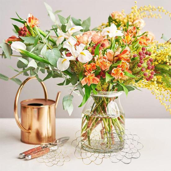 1/3Pcs Stainless Steel Spiral Stem Holder Vase Insert Flower Arranger Metal Bouquet