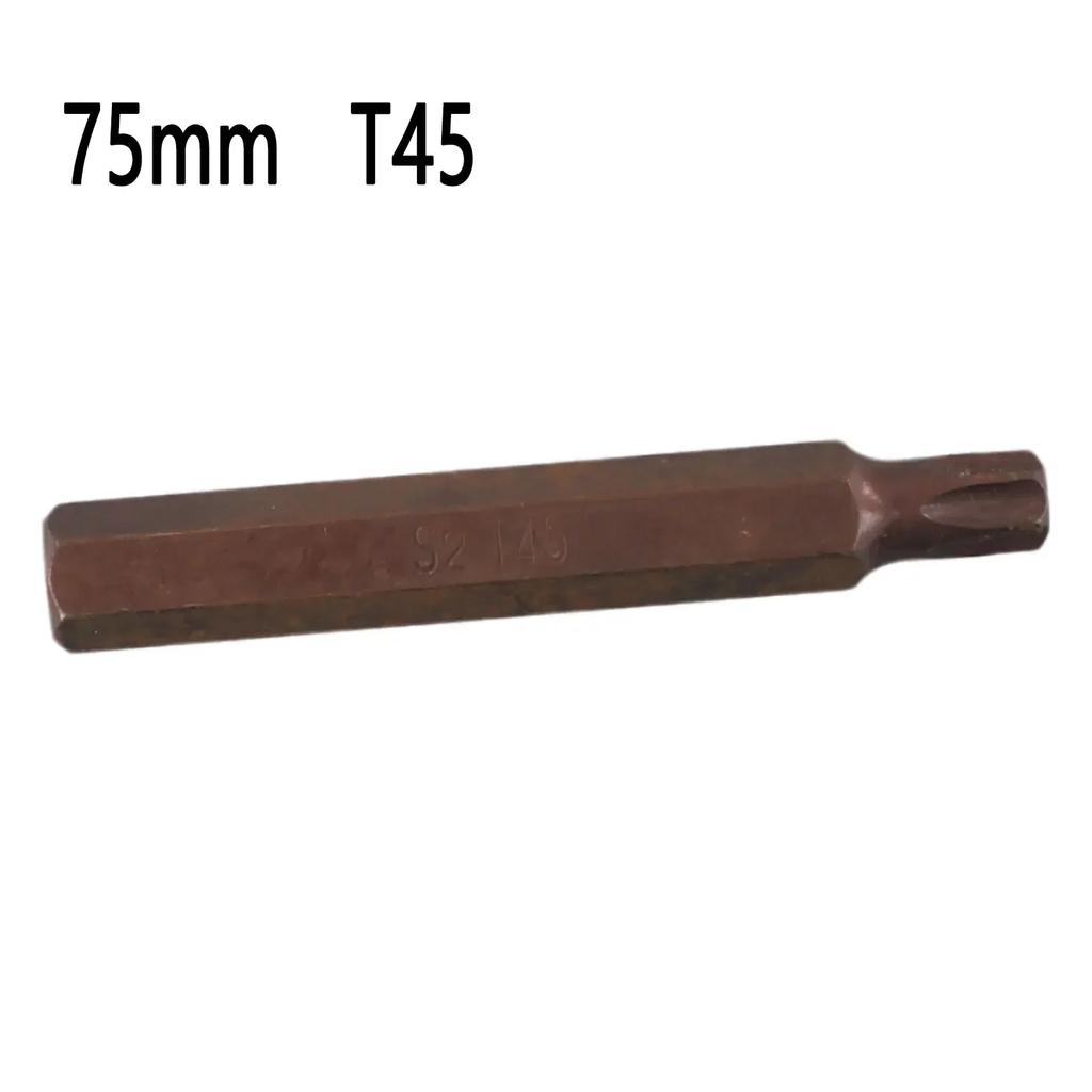 1pc 75mm Magnetic Torx Screwdriver Bit Steel 10mm Hex Shank Screwdrive For Impact Screwdriver T20/T25/T30/T40/T45/T50/T55