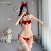 Сексуальный рождественский ролевой комплект нижнего белья: Комплект ночной одежды из трех предметов с открытой промежностью 1073