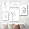 Abstract Line Face Woman Minimalist Wall Art PaintingCanvas Nordic Posters And Prints Wall Pictures For Living Room Home Decor