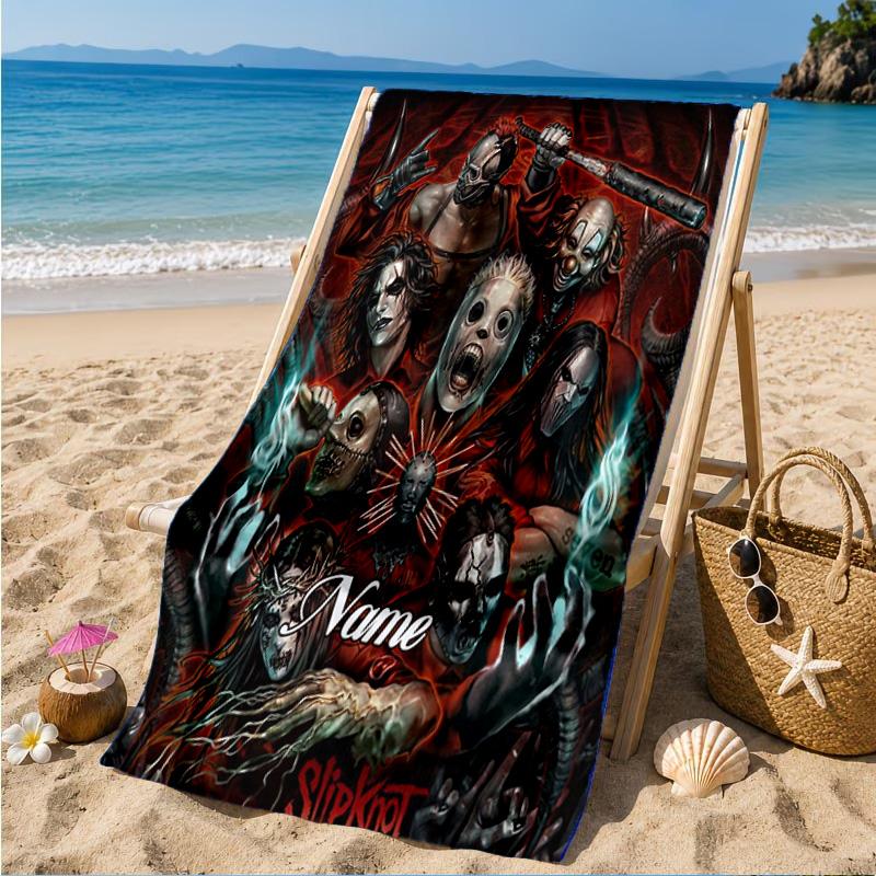 Custom Name Beach Towel Slipk-not Artistic Masks Microfiber Beach Towel, Lightweight for Summer Travel, Swimming Pool Fan Birthday Gift